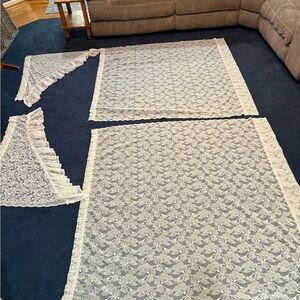 Elegant White Lace Curtains with valence for one window